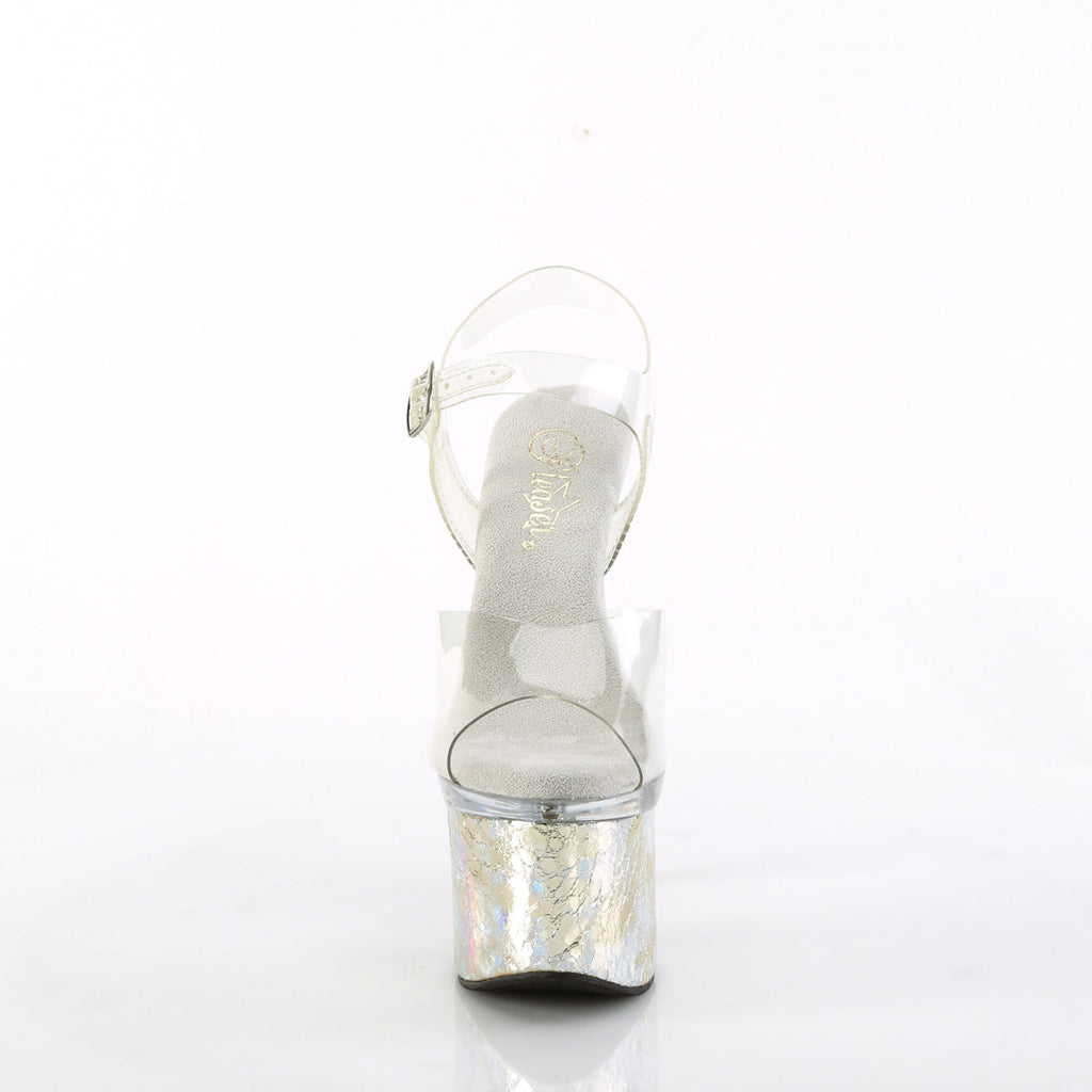 Pleaser  Sandals ESTEEM-708CK Clr/Clr-Slv Holo Crackle