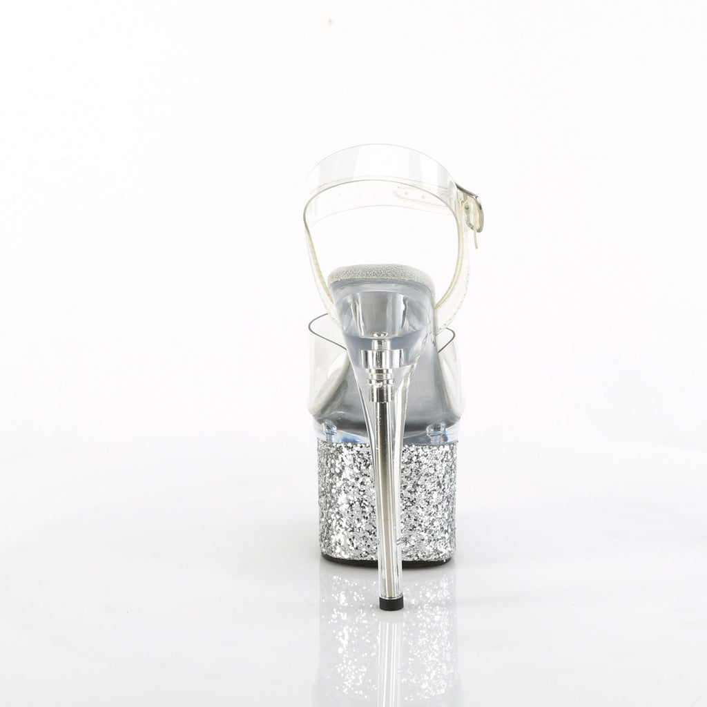Pleaser  Sandals ESTEEM-708LG Clr/Clr-Slv Glitter