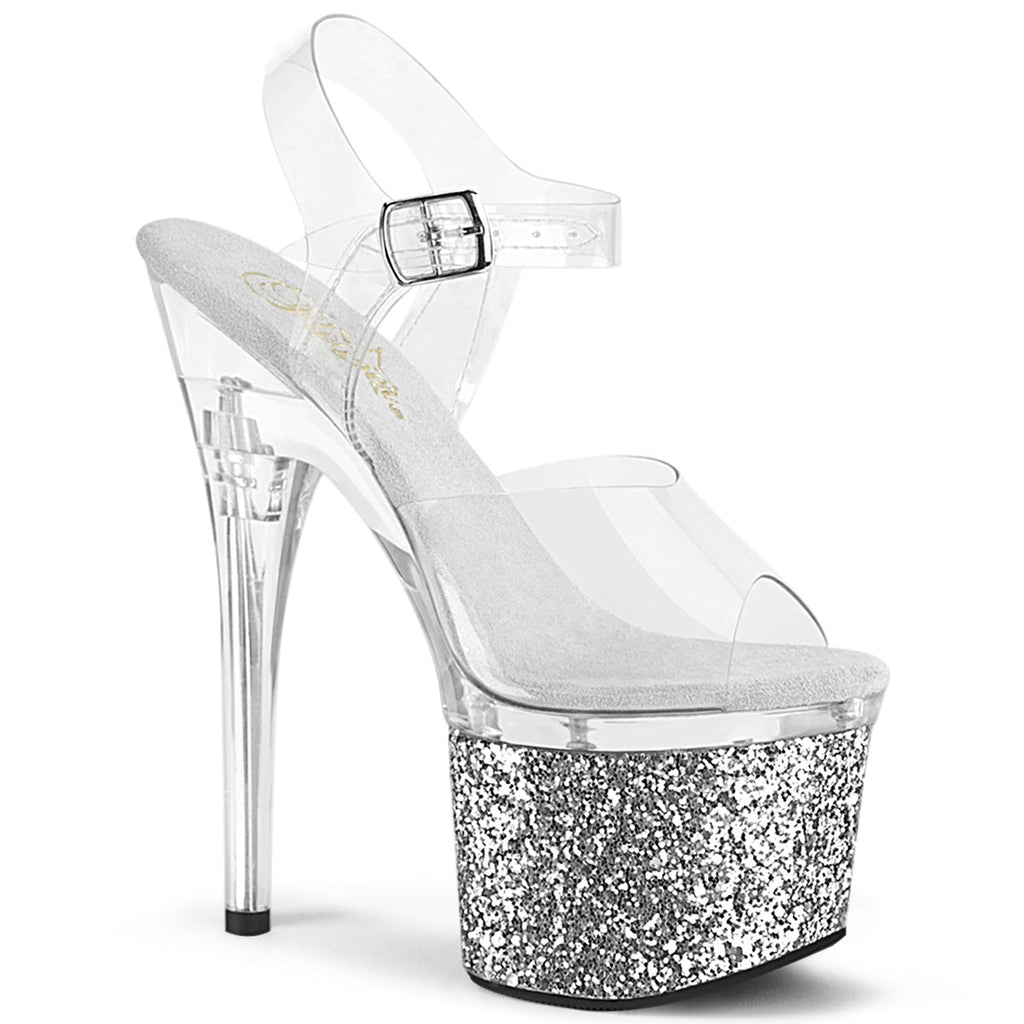 Pleaser  Sandals ESTEEM-708LG Clr/Clr-Slv Glitter