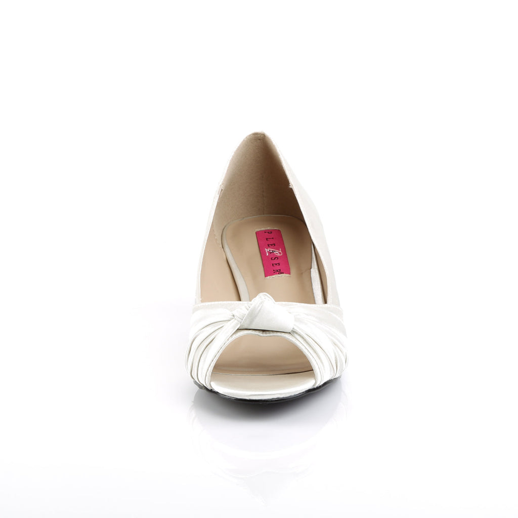 Pleaser Pink Label Womens Pumps FAB-422 Ivory Satin