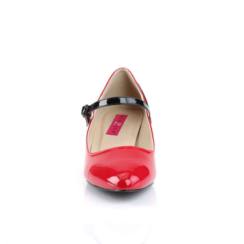 Pleaser Pink Label Womens Pumps FAB-425 Red-Blk Pat