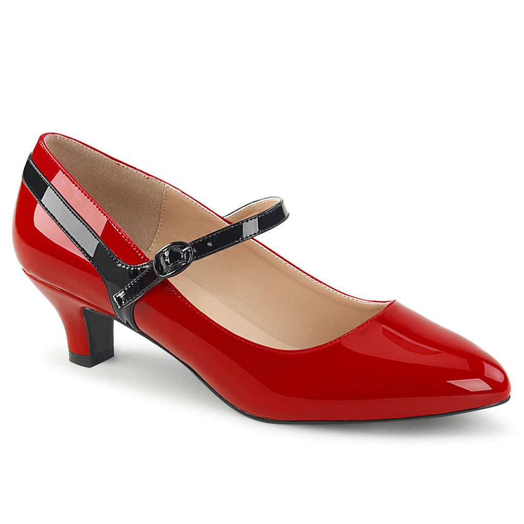 Pleaser Pink Label Womens Pumps FAB-425 Red-Blk Pat