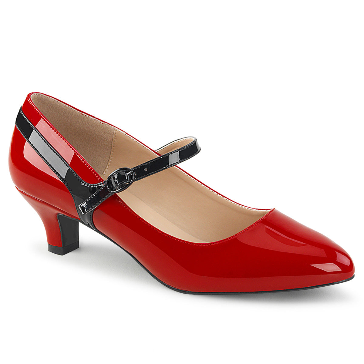 Pleaser Pink Label Womens Pumps FAB-425 Red-Blk Pat