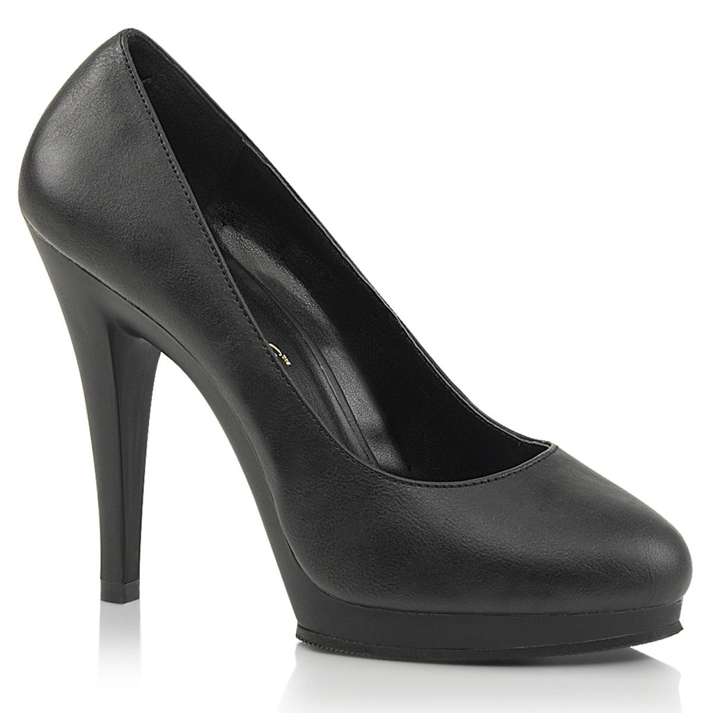 Pleaser Pink Label Womens Pumps FLAIR-480 Blk Pu/Blk Matte