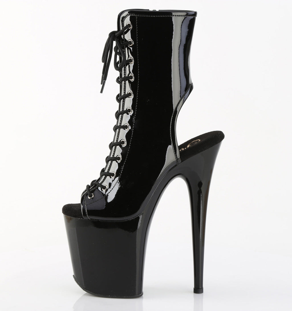 Pleaser Women's Platform Shoes FLAMINGO-1016 Blk Pat/Blk