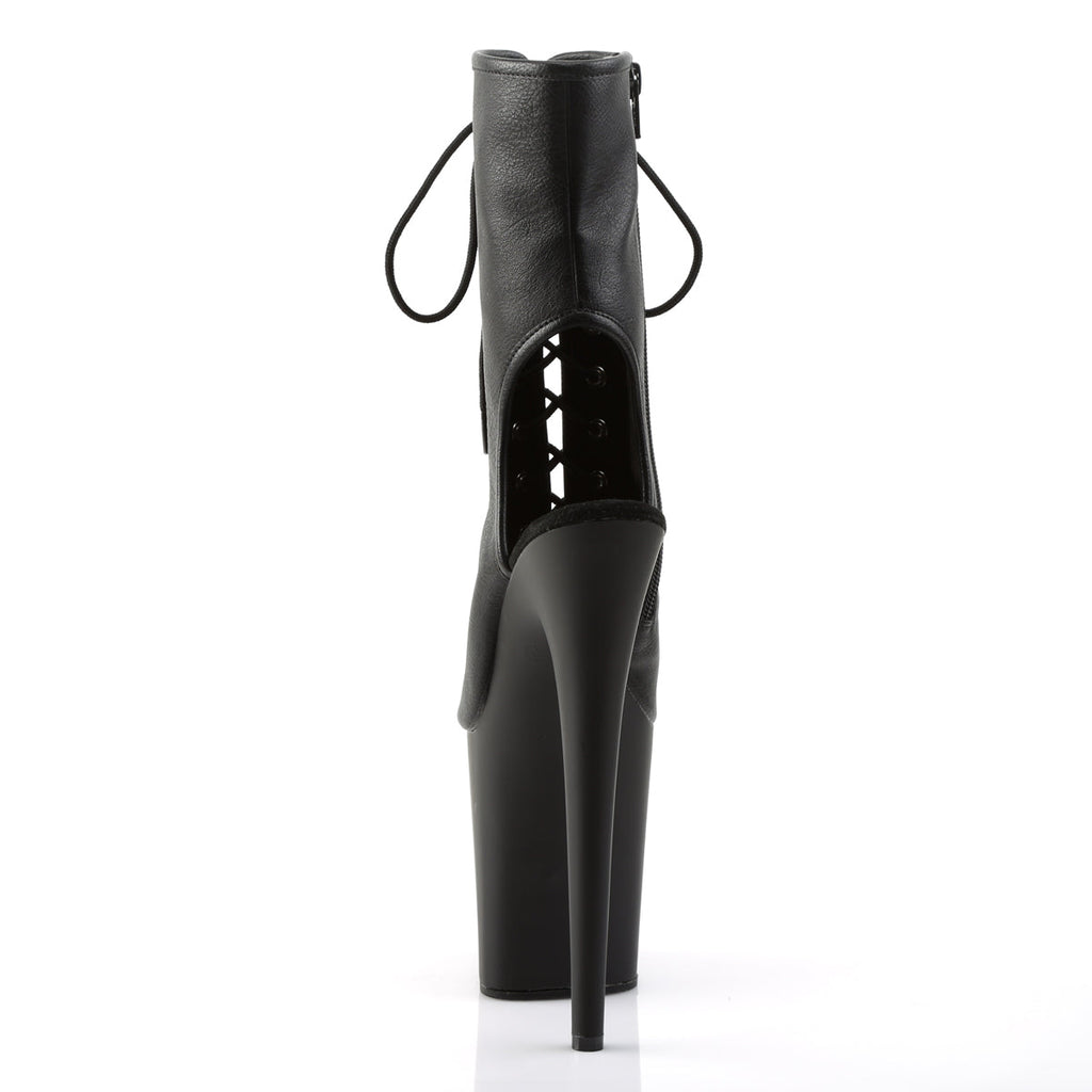 Pleaser Womens Ankle Boots FLAMINGO-1016 Blk Faux Leather/Blk Matte