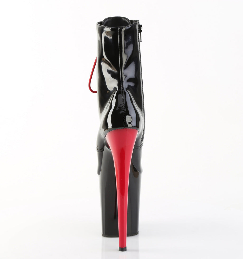Pleaser Women's Platform Shoes FLAMINGO-1020 Blk Pat/Blk-Red