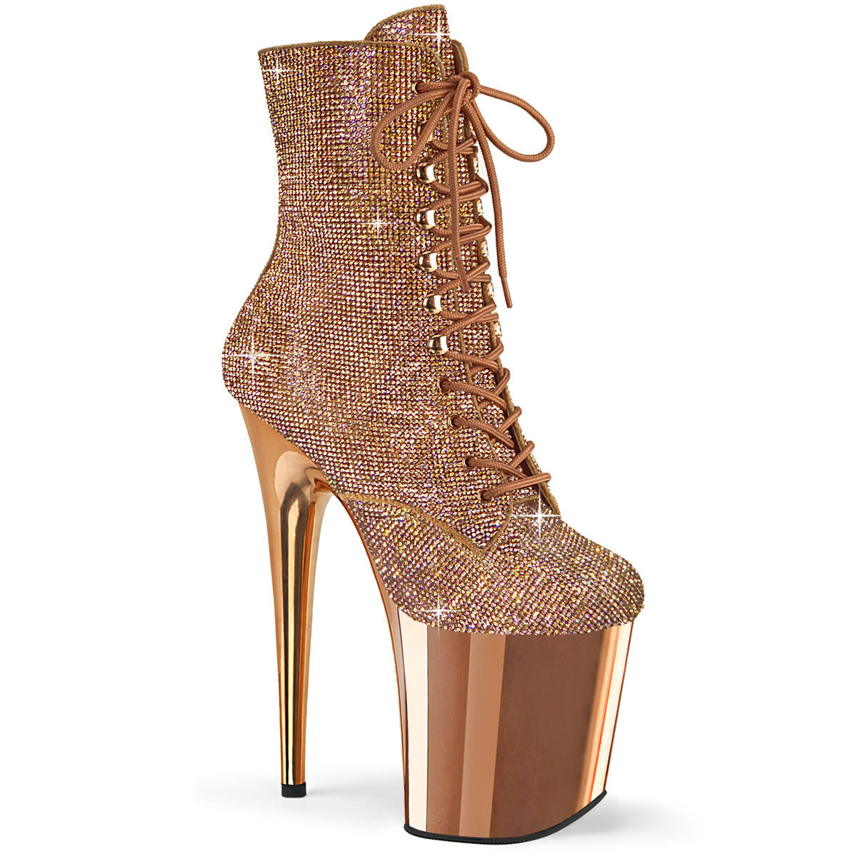 Pleaser  Ankle Boots FLAMINGO-1020CHRS Rose Gold RS/Rose Gold Chrome