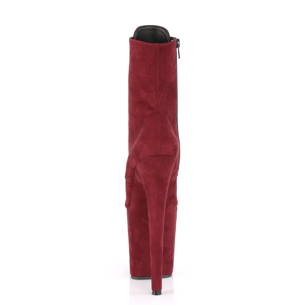 Pleaser Womens Ankle Boots FLAMINGO-1020FS Burgundy Faux Suede/Burgundy Faux Suede