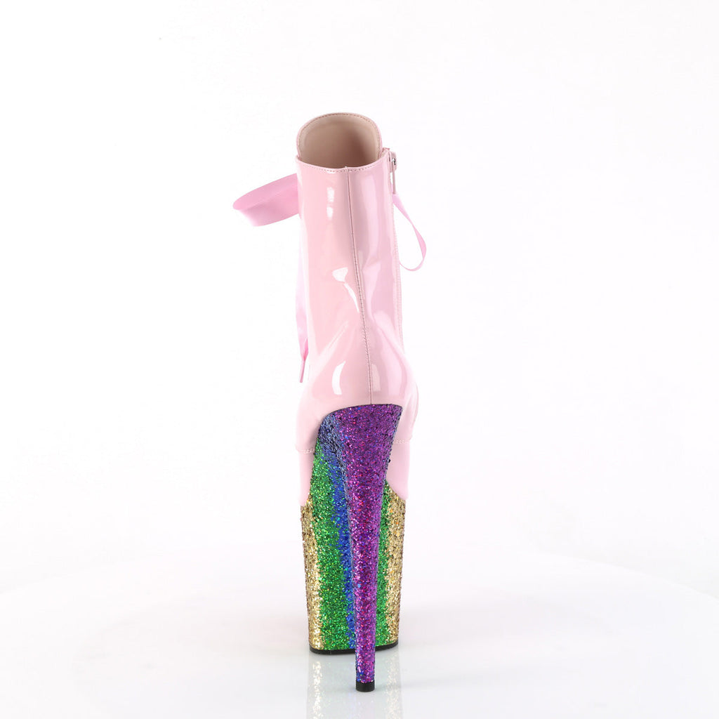 Pleaser   FLAMINGO-1020HG B. Pink Holo Pat/Rainbow Glitter