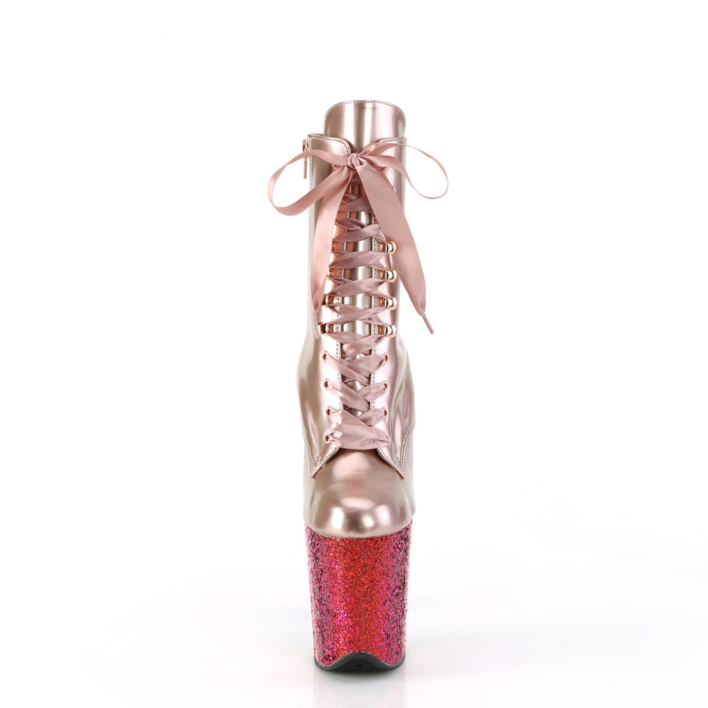 Pleaser   FLAMINGO-1020HG Rose Gold Holo Pat/Rainbow Glitter