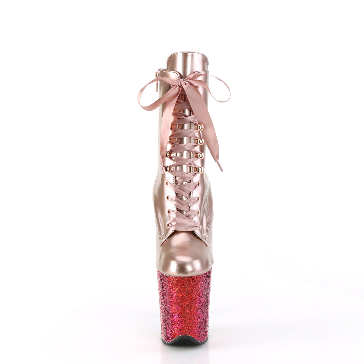 Pleaser   FLAMINGO-1020HG Rose Gold Holo Pat/Rainbow Glitter