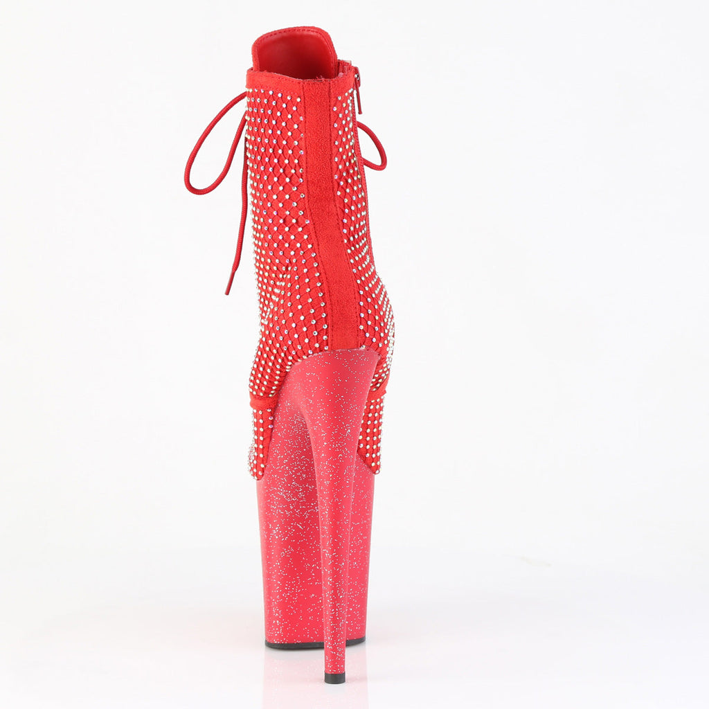 Pleaser Women's Platform Shoes FLAMINGO-1020RM Red Faux Suede-RS Mesh/Red Matte