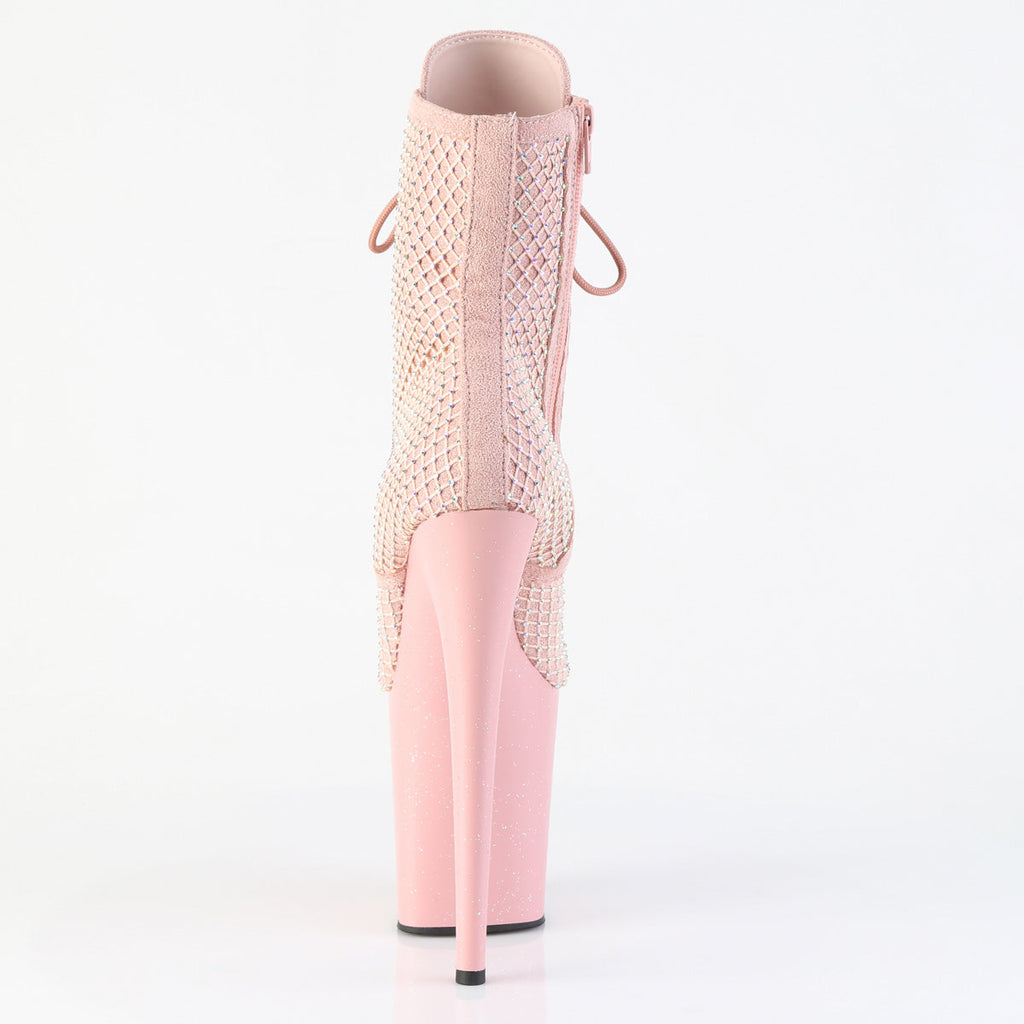 Pleaser Women's Platform Shoes FLAMINGO-1020RM Salmon Pink Faux Suede-RS Mesh/B. Pink M