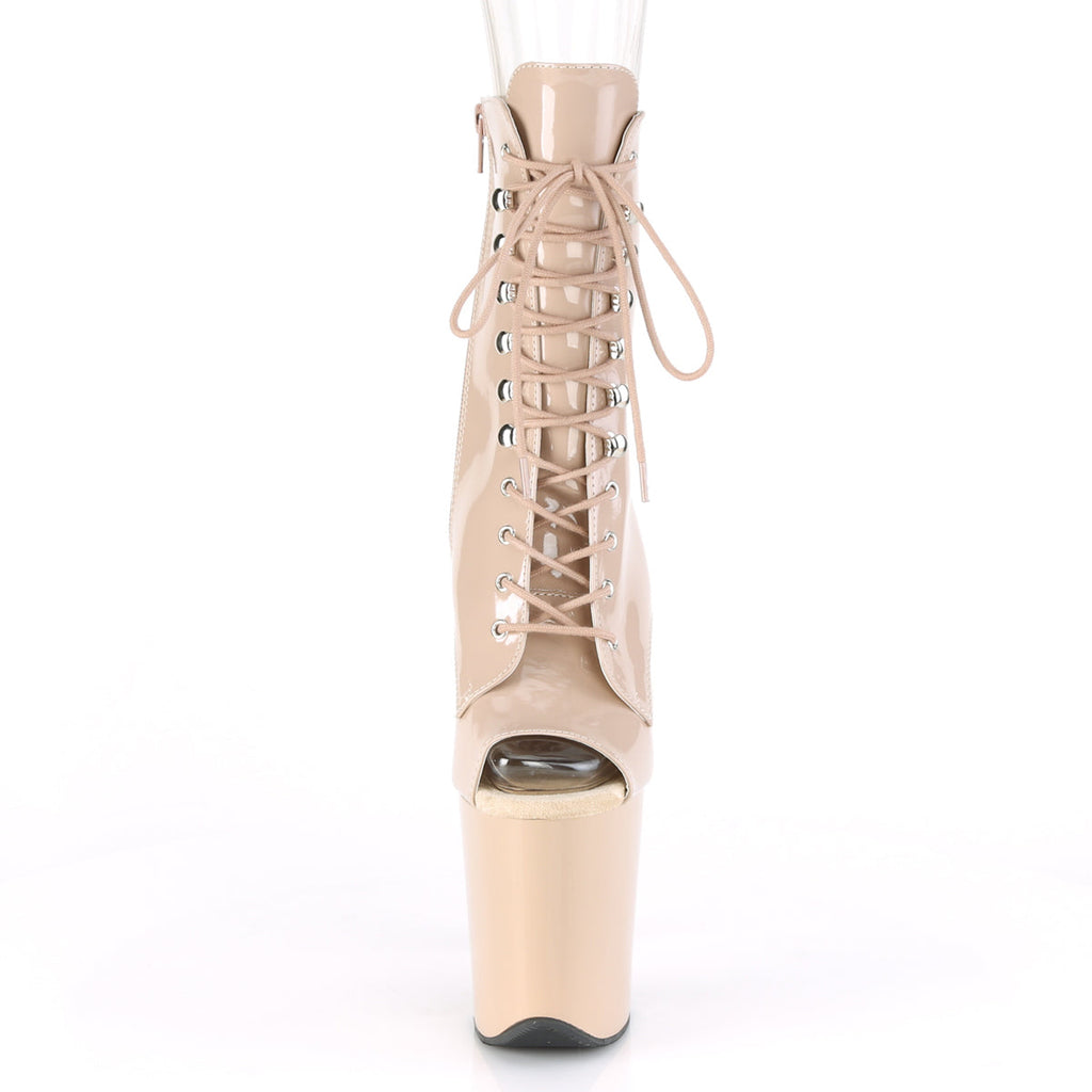 Pleaser Womens Ankle Boots FLAMINGO-1021 Nude Pat/Nude