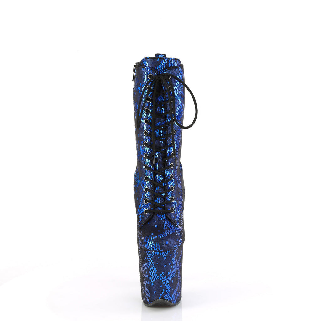 Pleaser   FLAMINGO-1040SPF Blue Metallic Snake Print Fabric/M
