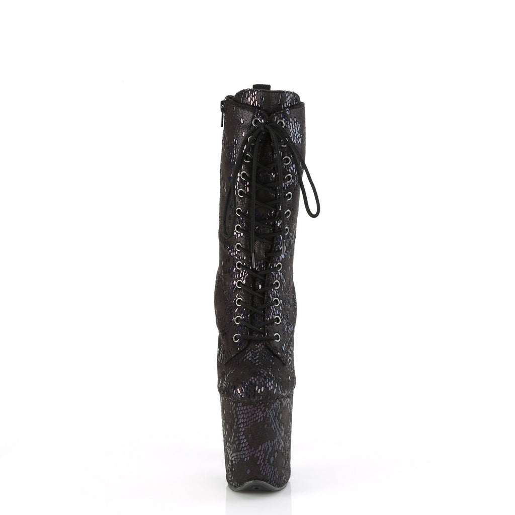Pleaser   FLAMINGO-1040SPF Blk Oil Slick Metallic Snake Print Fabric/M