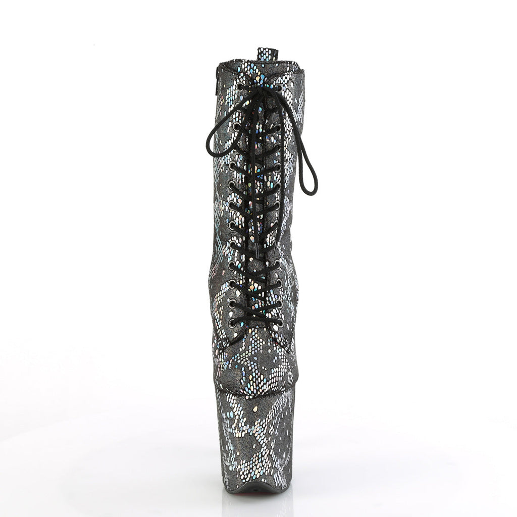 Pleaser   FLAMINGO-1040SPF Silver Metallic Holo Snake Print Fabric/M