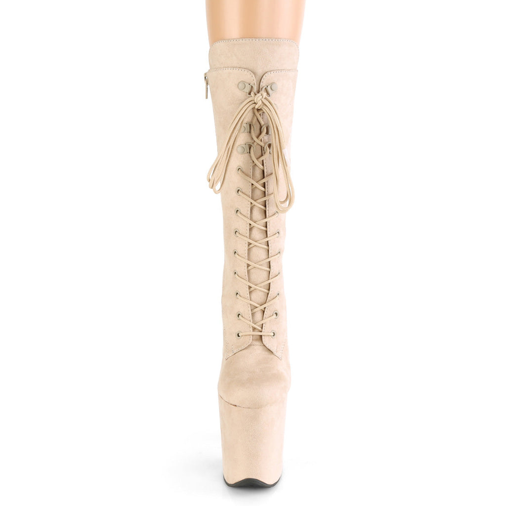 Pleaser Womens Ankle Boots FLAMINGO-1050FS Beige Faux Suede/Beige Faux Suede