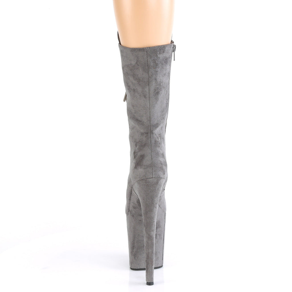 Pleaser Womens Ankle Boots FLAMINGO-1050FS Grey Faux Suede/Grey Faux Suede