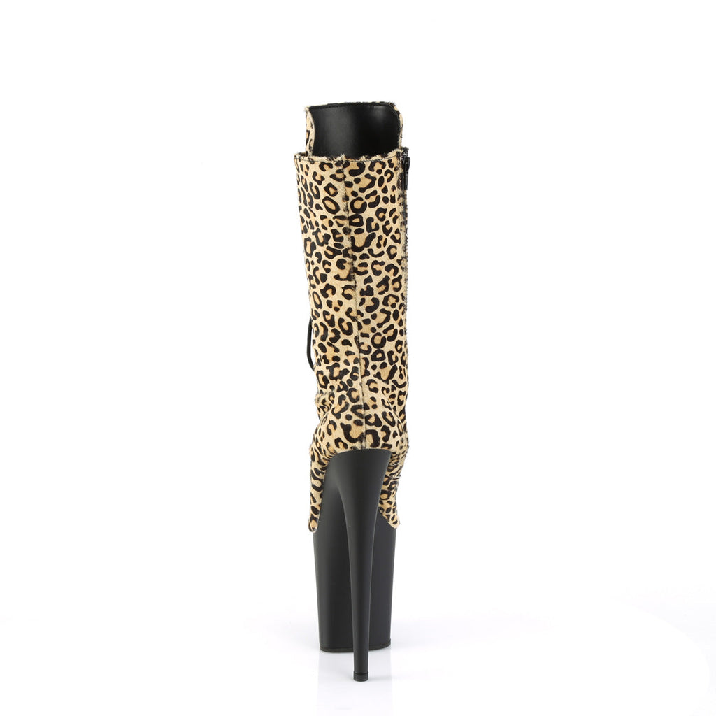 Pleaser  Ankle Boots FLAMINGO-1050LP Leopard Print Pony Hair/Blk Matte