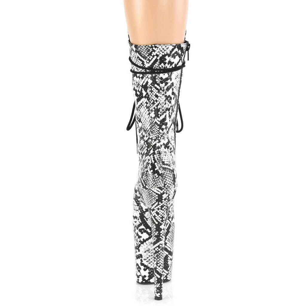 Pleaser Womens Ankle Boots FLAMINGO-1050SP Blk-Wht Snake Print/Blk-Wht Snake Print