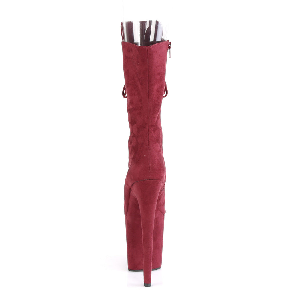 Pleaser Womens Ankle Boots FLAMINGO-1051FS Burgundy Faux Suede/Burgundy Faux Suede
