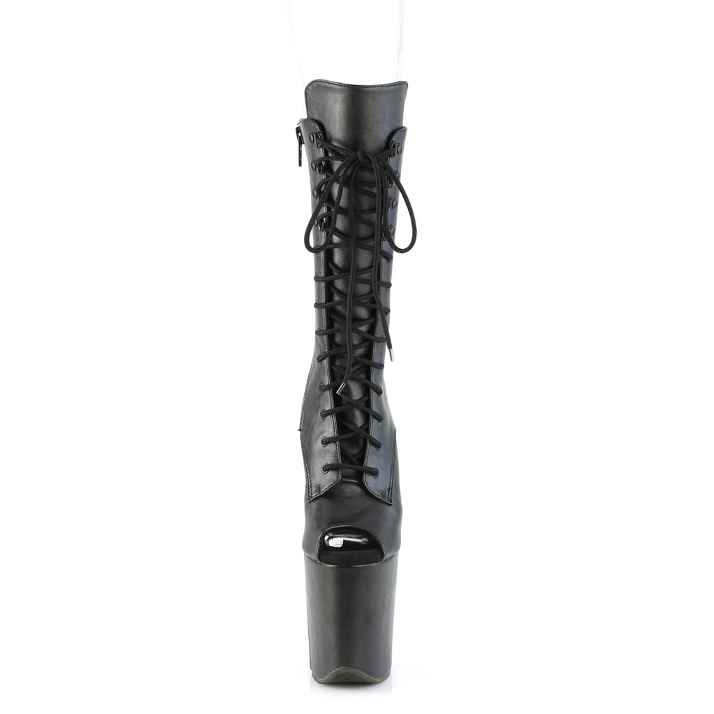 Pleaser Womens Ankle Boots FLAMINGO-1051WR Blk Faux Leather/Blk Faux Leather