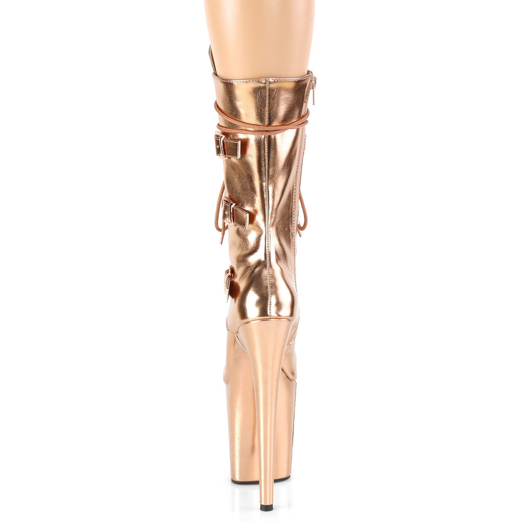Pleaser Womens Ankle Boots FLAMINGO-1053 Rose Gold Metallic Pu/Rose Gold Metallic Pu