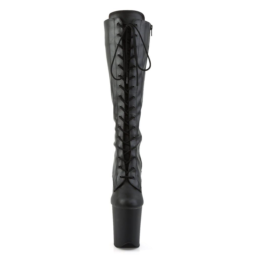 Pleaser Womens Boots FLAMINGO-2023 Blk Str Faux Leather/Blk Matte
