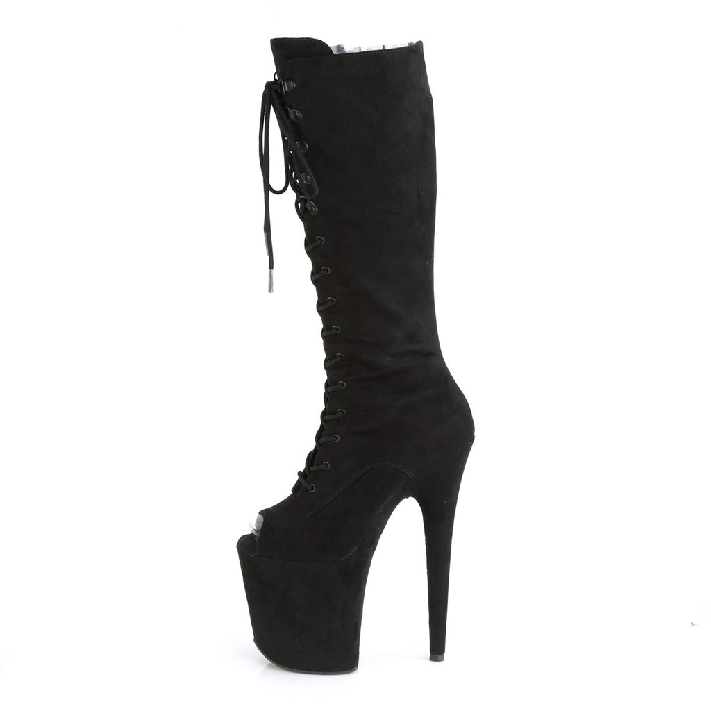 Pleaser Womens Boots FLAMINGO-2051FS Blk Faux Suede/Blk Faux Suede