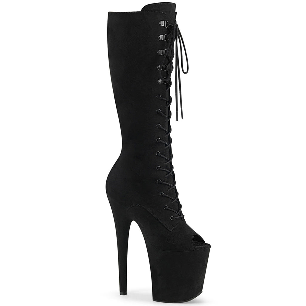 Pleaser Womens Boots FLAMINGO-2051FS Blk Faux Suede/Blk Faux Suede