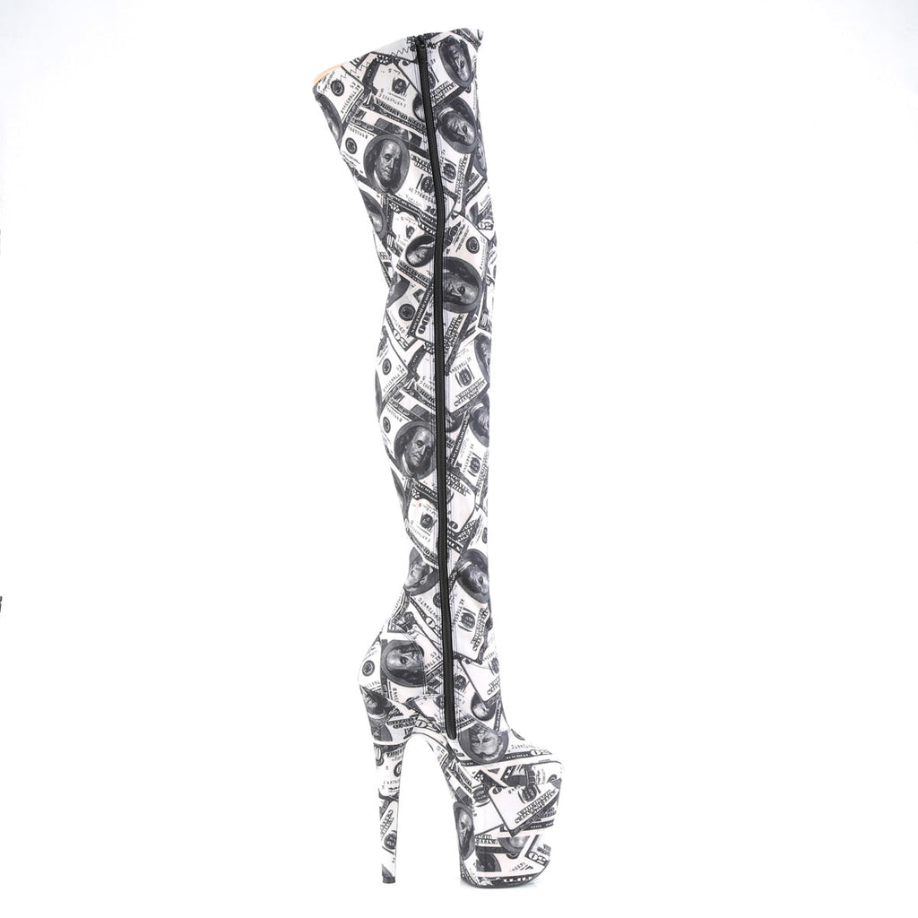 Pleaser Womens Boots FLAMINGO-3000DP Wht-Blk Str. Fabric/Wht-Blk Fabric
