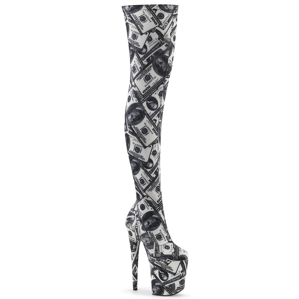 Pleaser Womens Boots FLAMINGO-3000DP Wht-Blk Str. Fabric/Wht-Blk Fabric