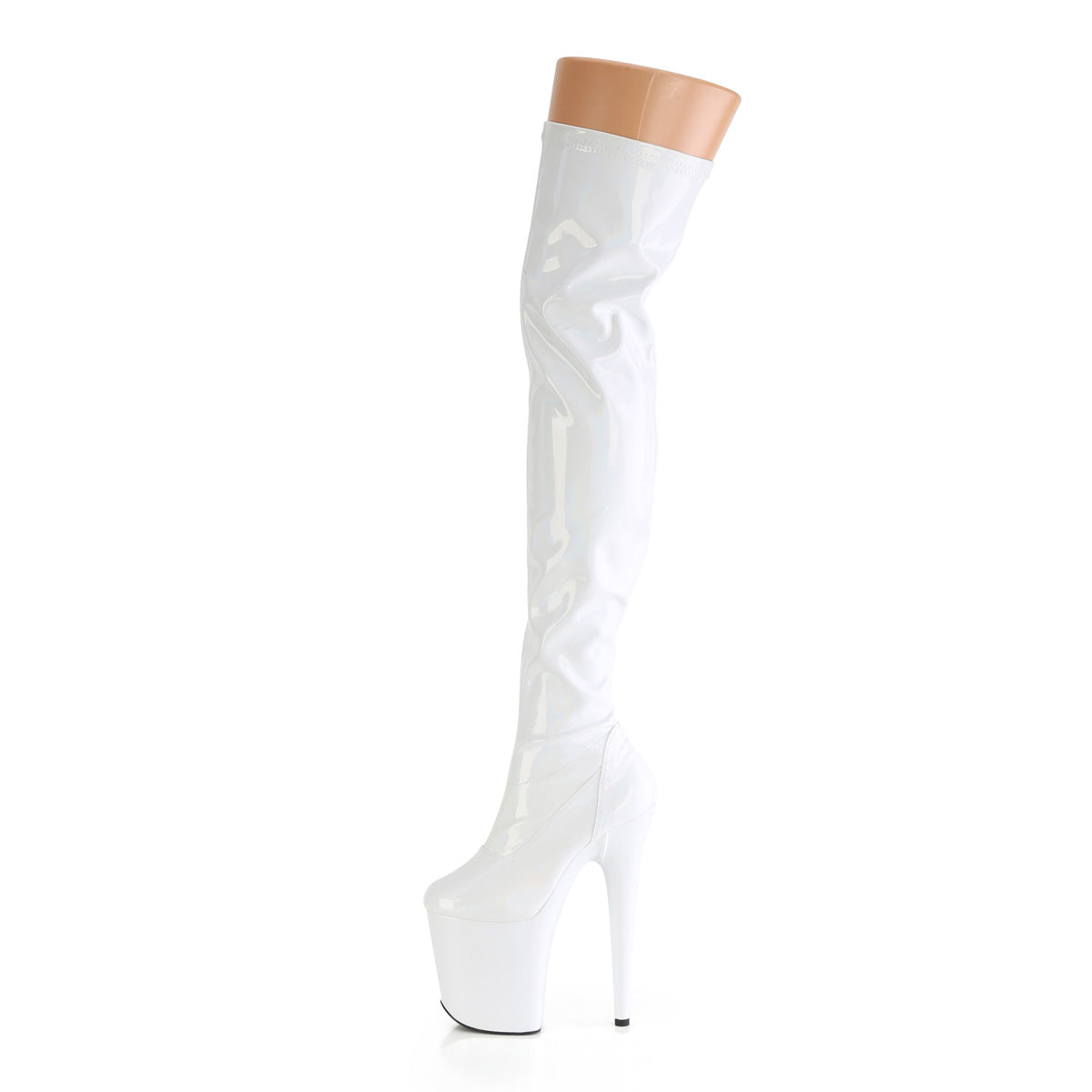 Pleaser   FLAMINGO-3000HWR Wht Str. Holo/Wht Holo
