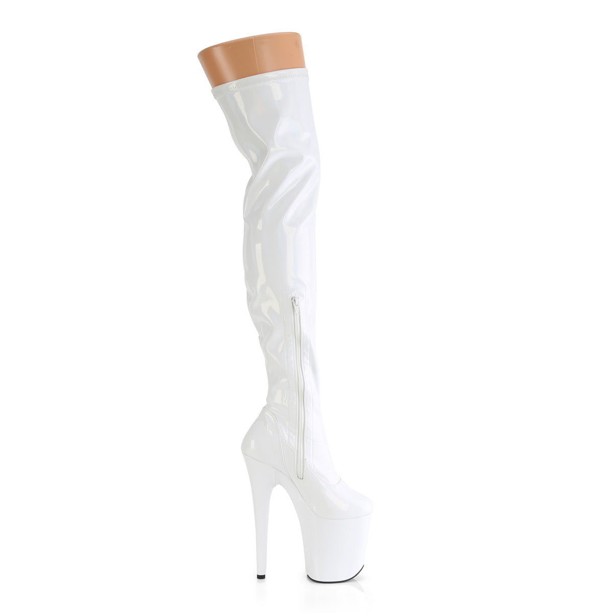 Pleaser   FLAMINGO-3000HWR Wht Str. Holo/Wht Holo