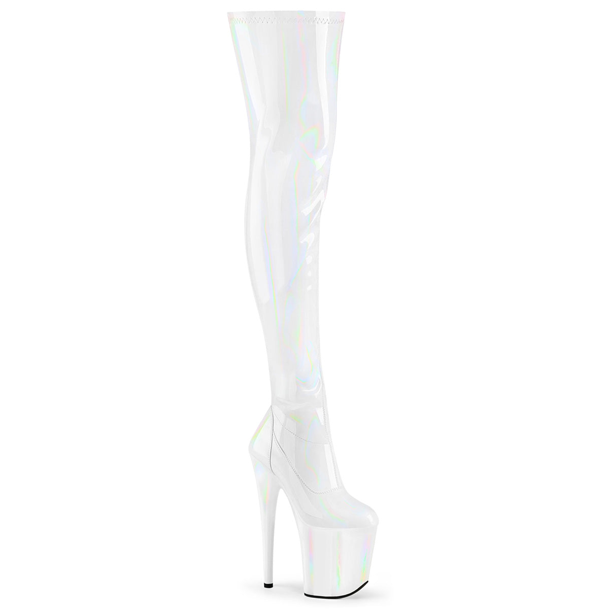 Pleaser   FLAMINGO-3000HWR Wht Str. Holo/Wht Holo