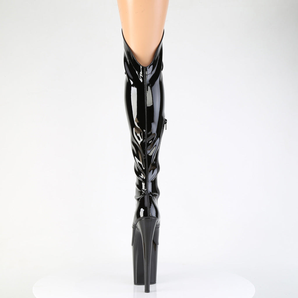 Pleaser Women's Platform Shoes FLAMINGO-3014 Blk Str. Pat/Blk