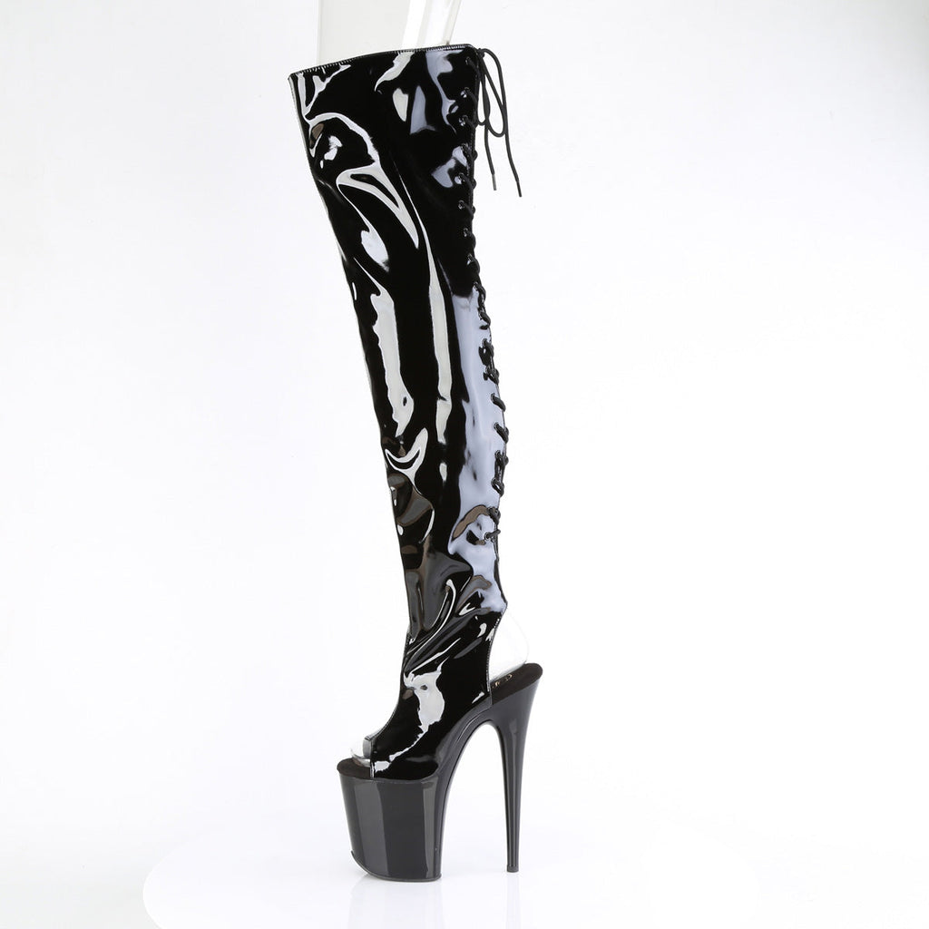 Pleaser   FLAMINGO-3017 Blk Str Pat/Blk