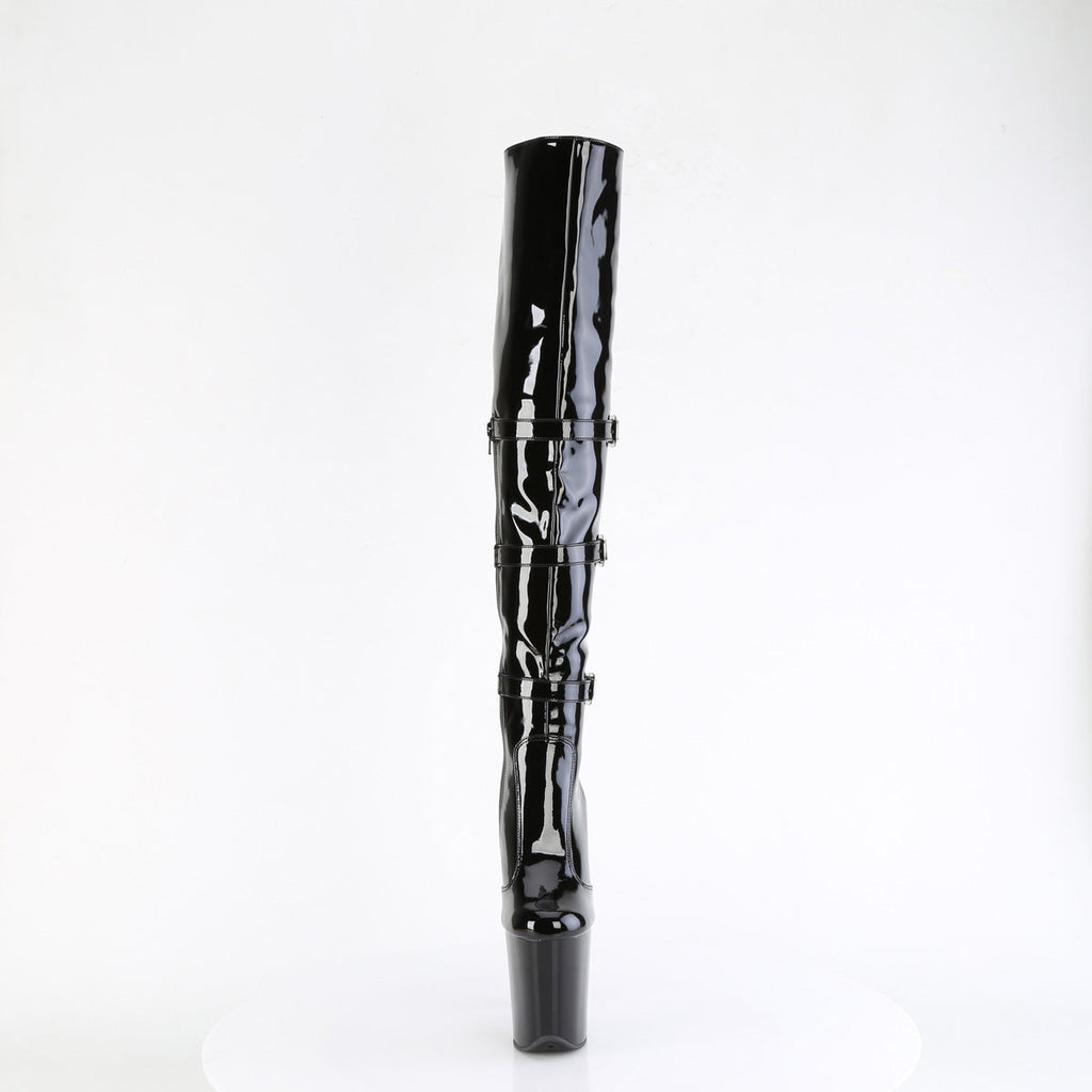 Pleaser   FLAMINGO-3018 Blk Str. Pat/Blk
