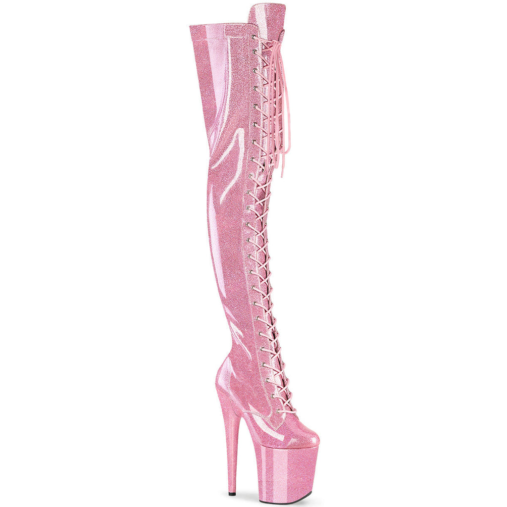 Pleaser Women's Platform Shoes FLAMINGO-3020GP B. Pink Glitter Pat/M