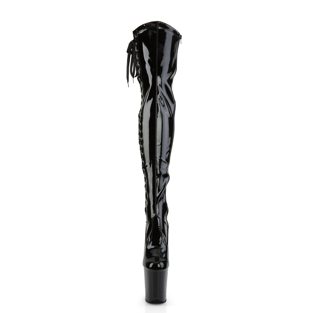 Pleaser Womens Boots FLAMINGO-3050 Blk Str Pat/Blk