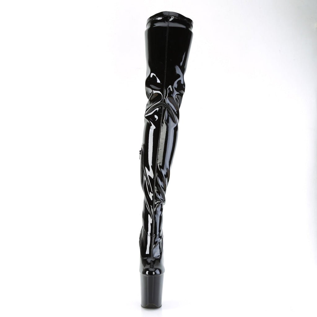 Pleaser   FLAMINGO-4000 Blk Str. Pat/Blk