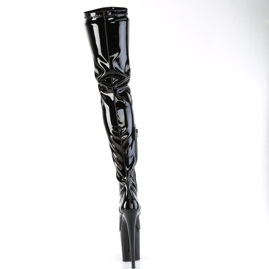 Pleaser   FLAMINGO-4000 Blk Str. Pat/Blk