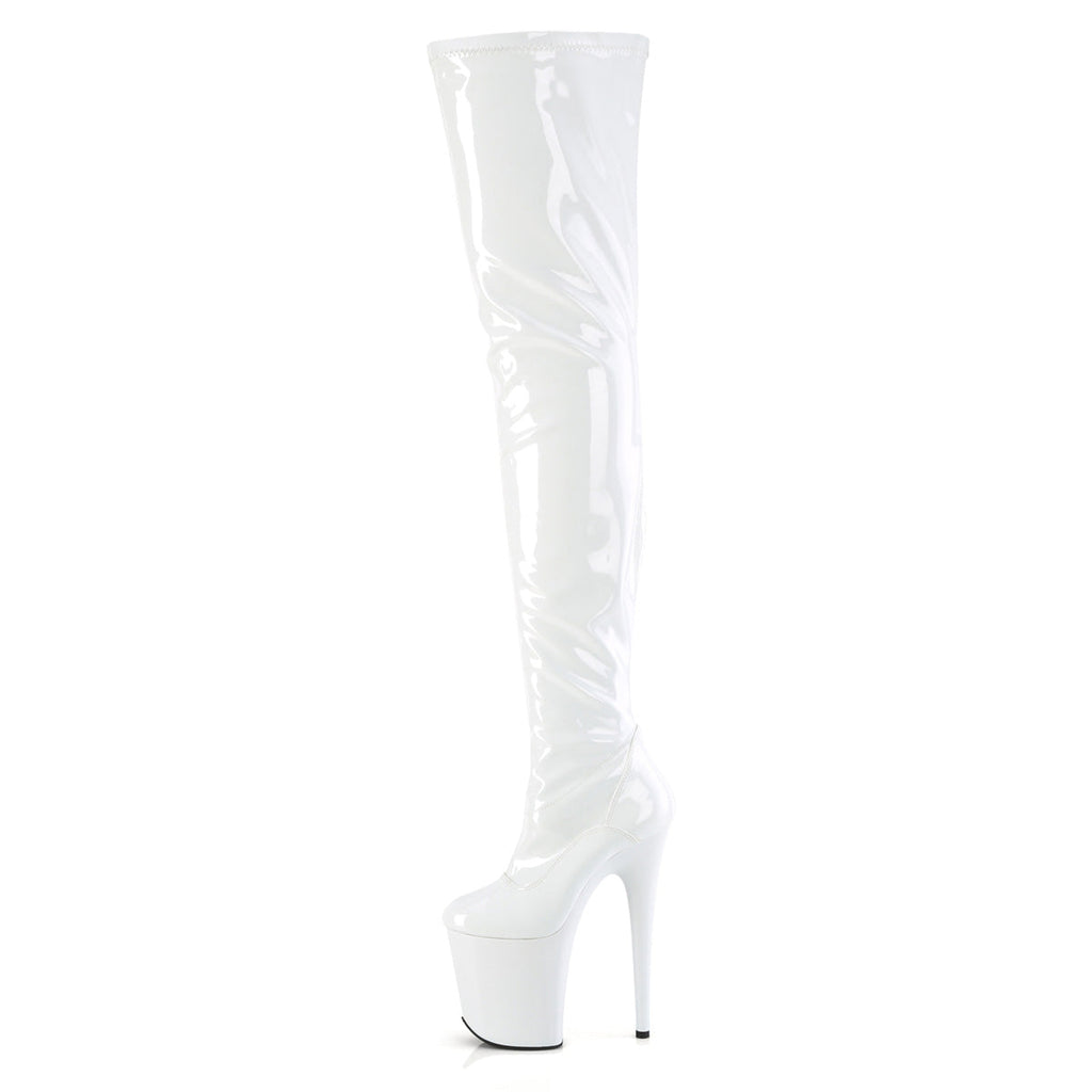 Pleaser   FLAMINGO-4000 Wht Str. Pat/Wht