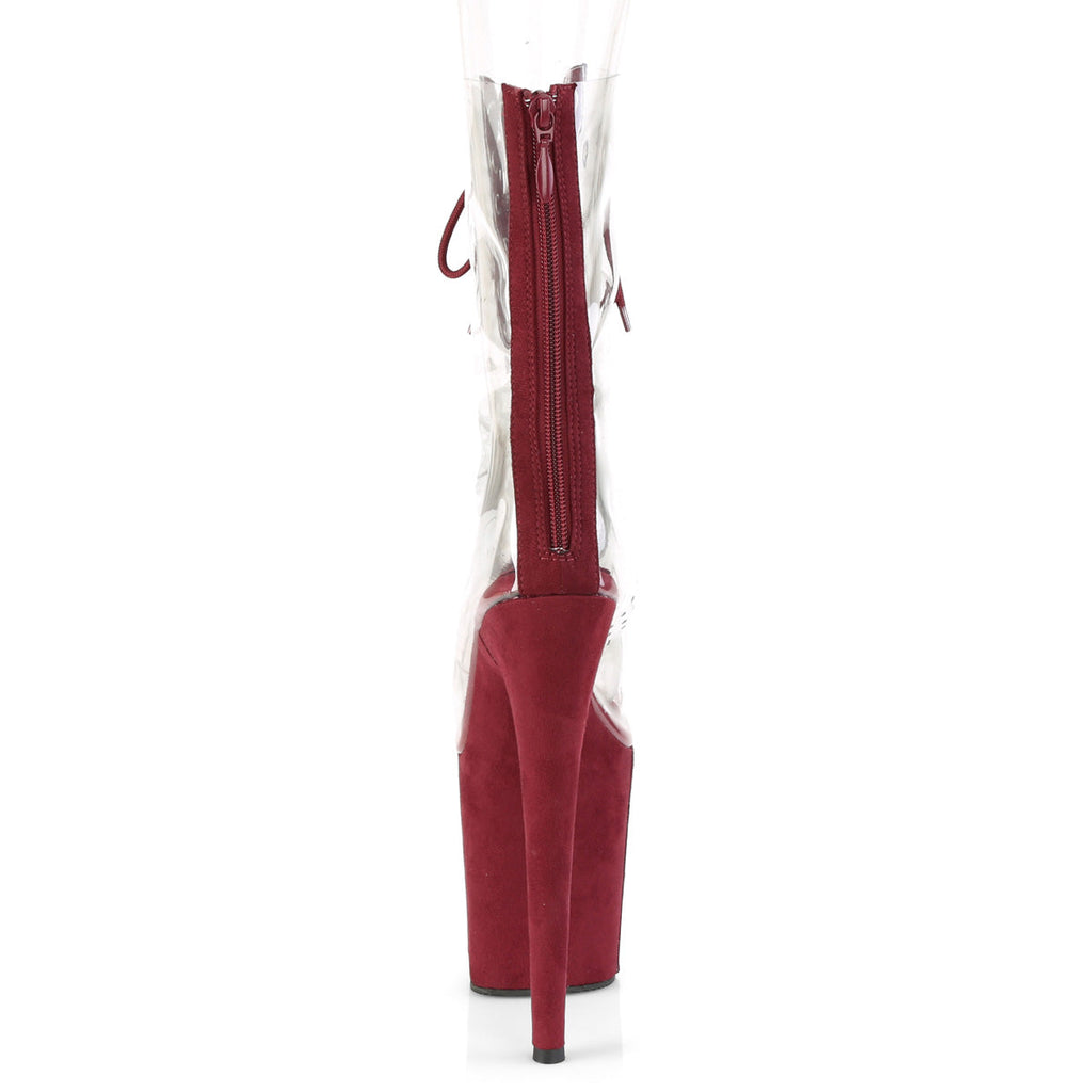 Pleaser Womens Ankle Boots FLAMINGO-800-34FS Clr-Burgundy Faux Suede/Burgundy Suede