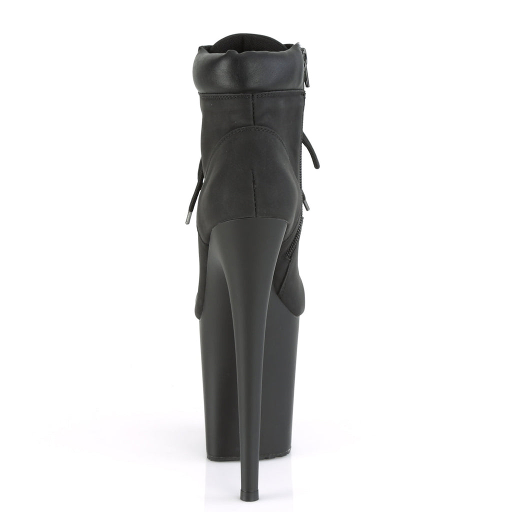 Pleaser Womens Ankle Boots FLAMINGO-800TL-02 Blk Nubuck Faux Leather/Blk Matte