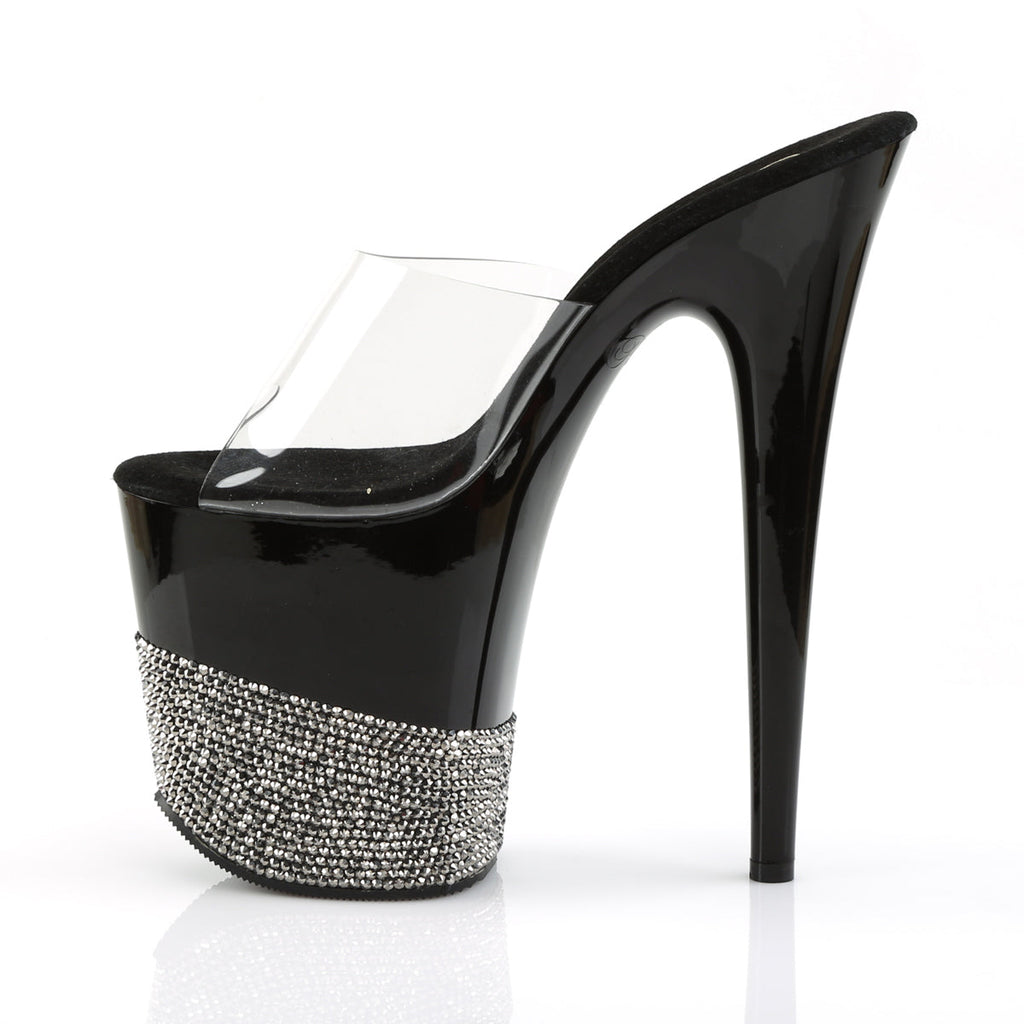 Pleaser Womens Sandals FLAMINGO-801-3 Clr/Blk-Pewter RS