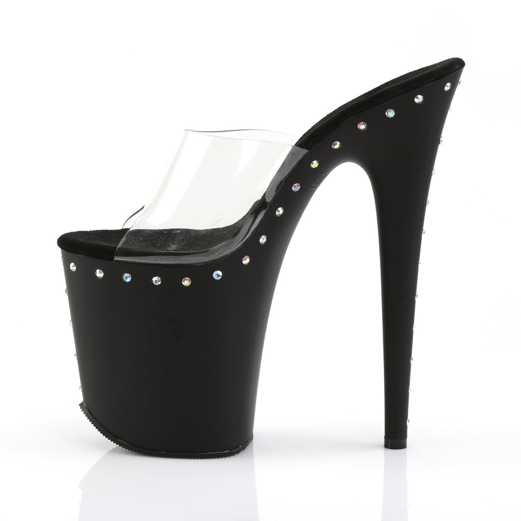 Pleaser Womens Sandals FLAMINGO-801ABLS Clr/Blk Matte