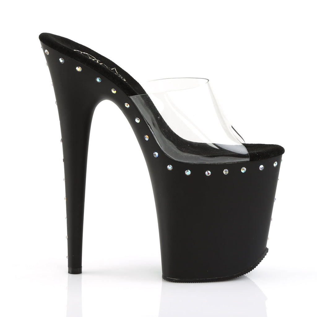 Pleaser Womens Sandals FLAMINGO-801ABLS Clr/Blk Matte